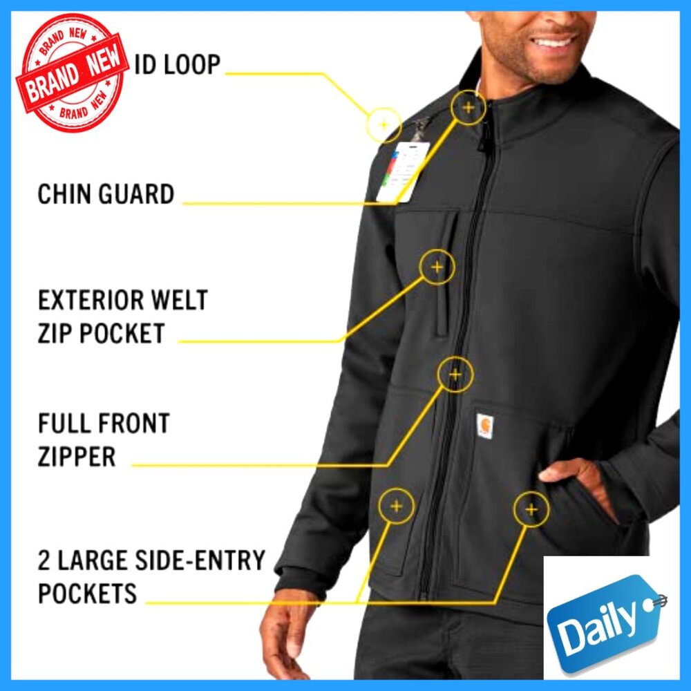Rugged Flex Fleece Jacket Modern Fit Stretch Water Repellent Work Utility - Picture 6 of 7